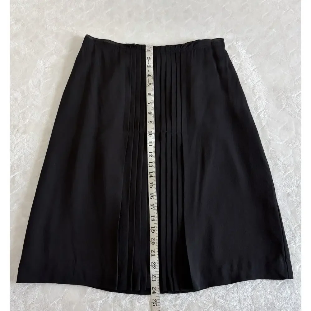 NWT Tory Burch Size 8 Georgina 100% Silk Black Pleated Knee Length Skirt $395